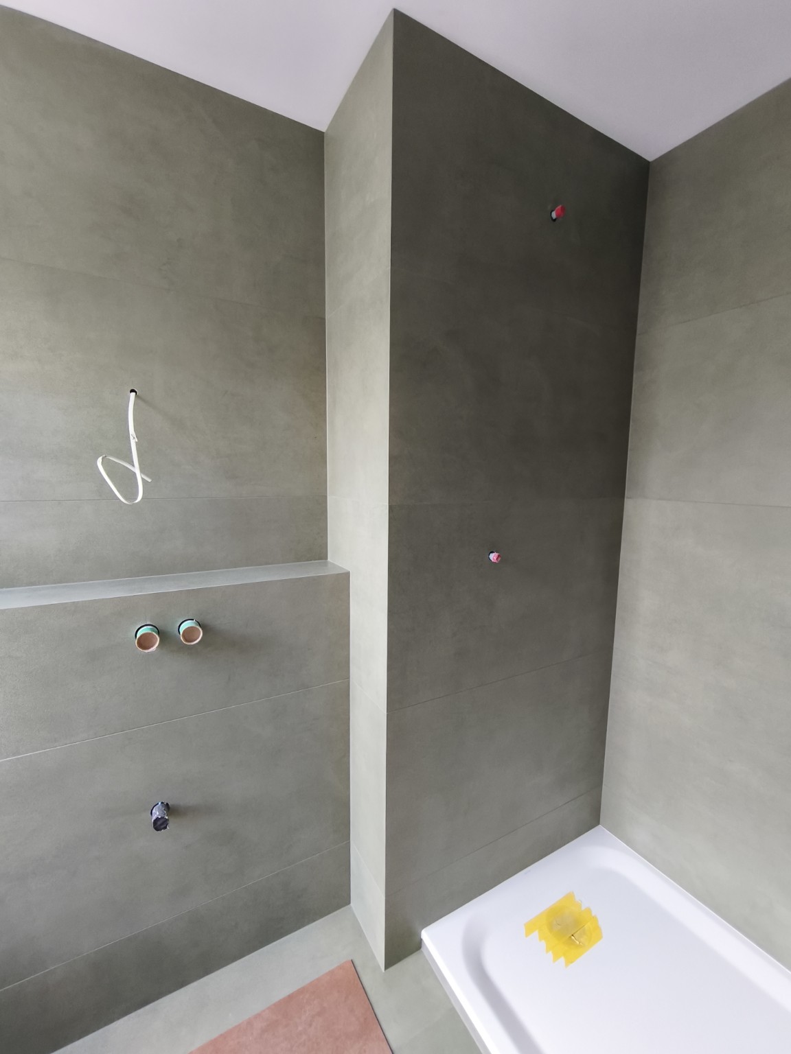 Precision shower niche in progress